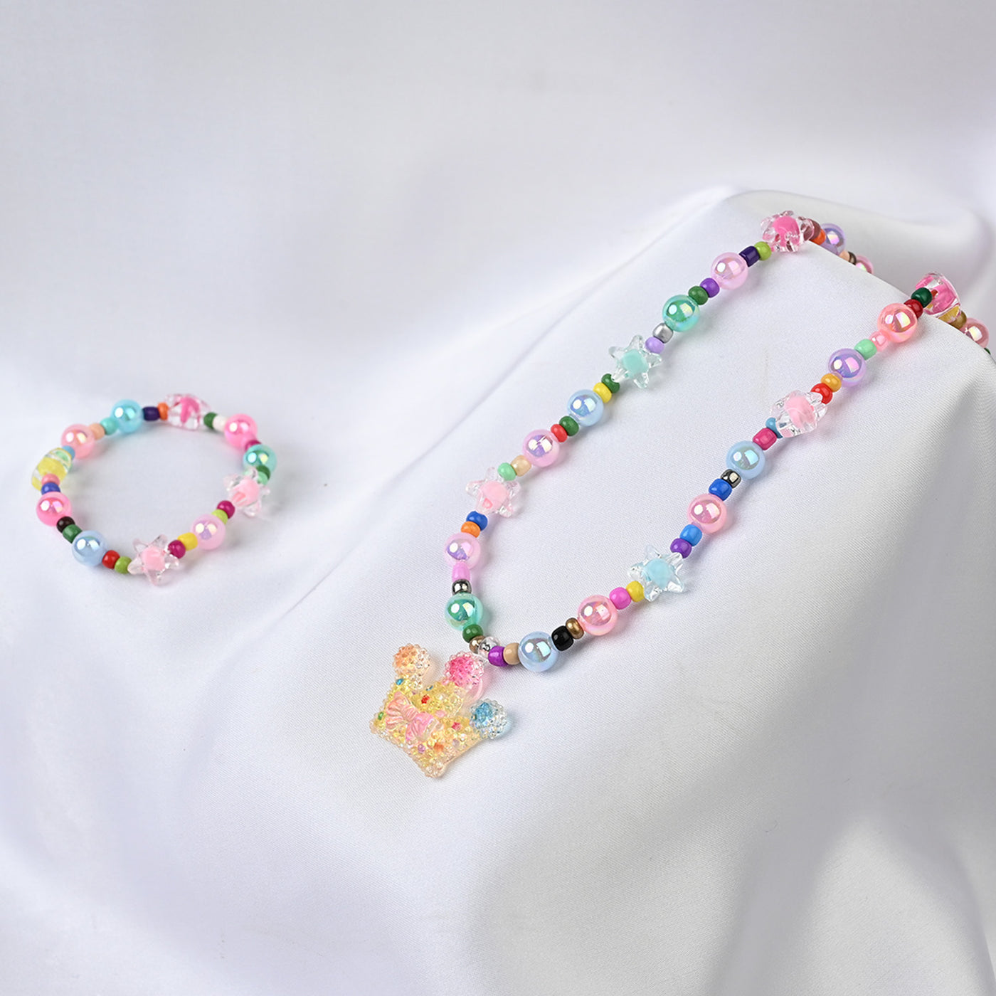 GIRLS CHARM BEADED NECKLACE & BRACELET