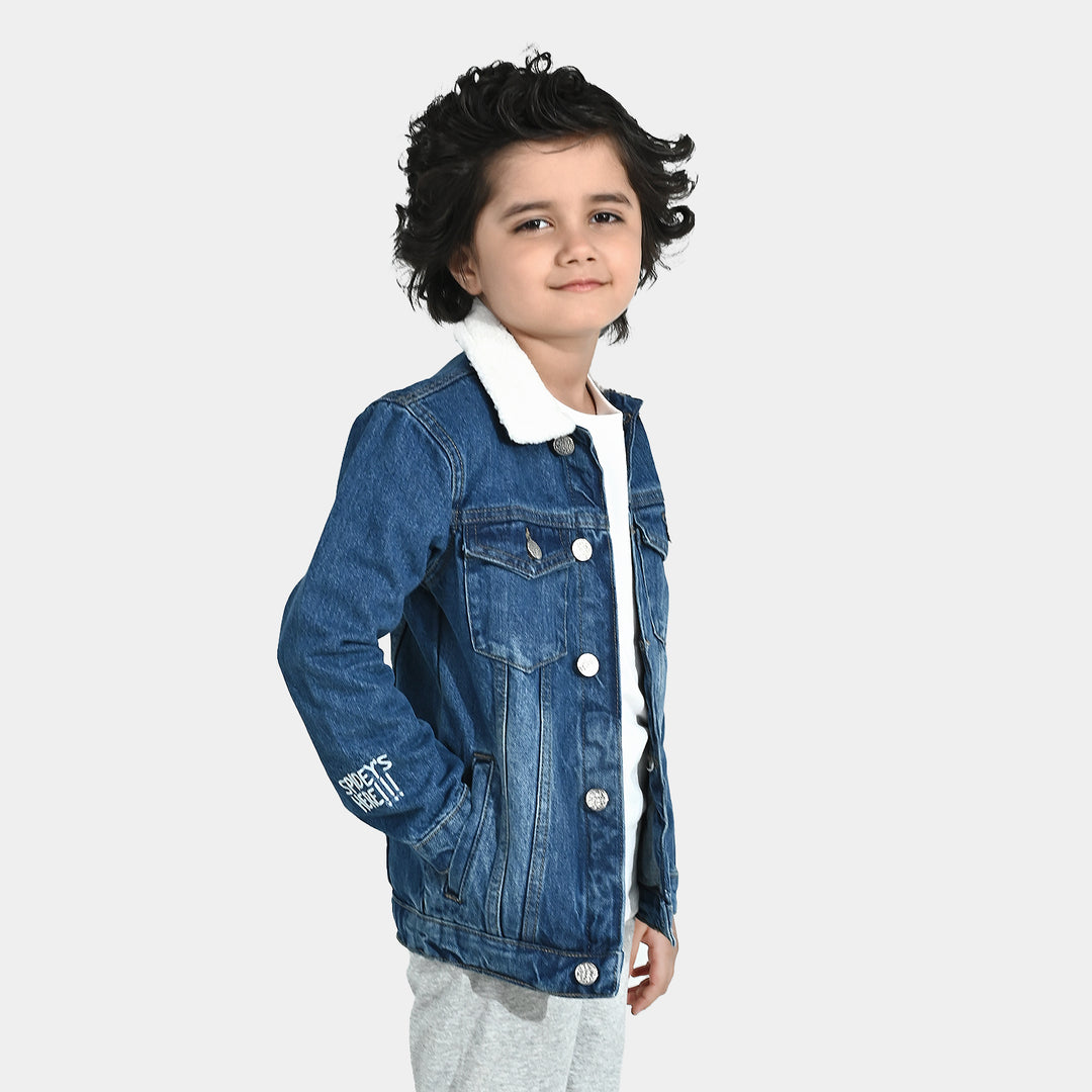 Boys Denim Stretch Jacket (Spidey) - Mid Blue
