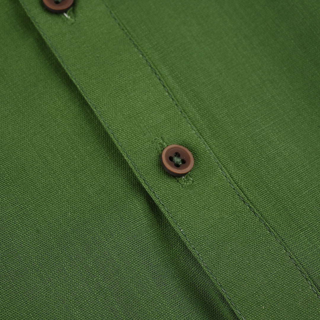 Boys Cotton Slub Basic Kurta (Forest ELF) - Green