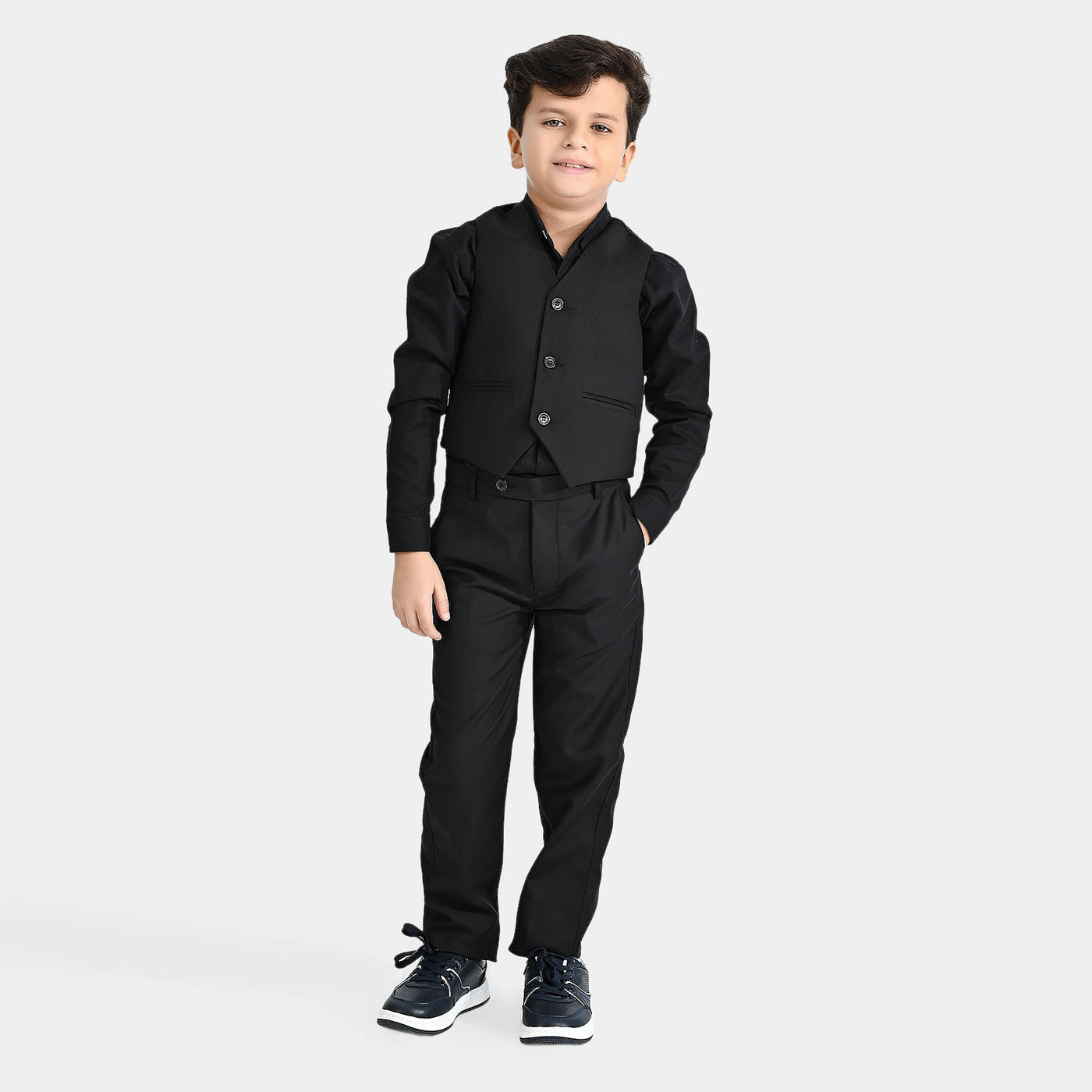 Boys Coat Pant 3PC Suit-BLACK