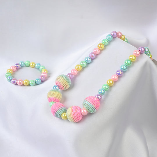 GIRLS CHARM BEADED NECKLACE & BRACELET