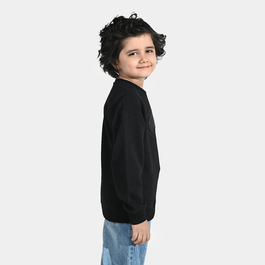 Boys Cotton Terry Sweatshirt-BLACK