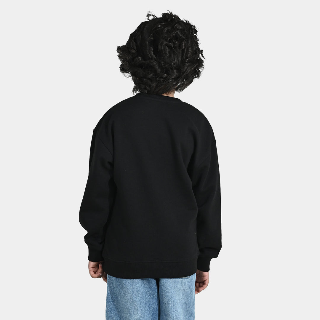 Boys Cotton Terry Sweatshirt-BLACK