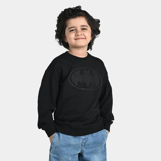 Boys Cotton Terry Sweatshirt-BLACK