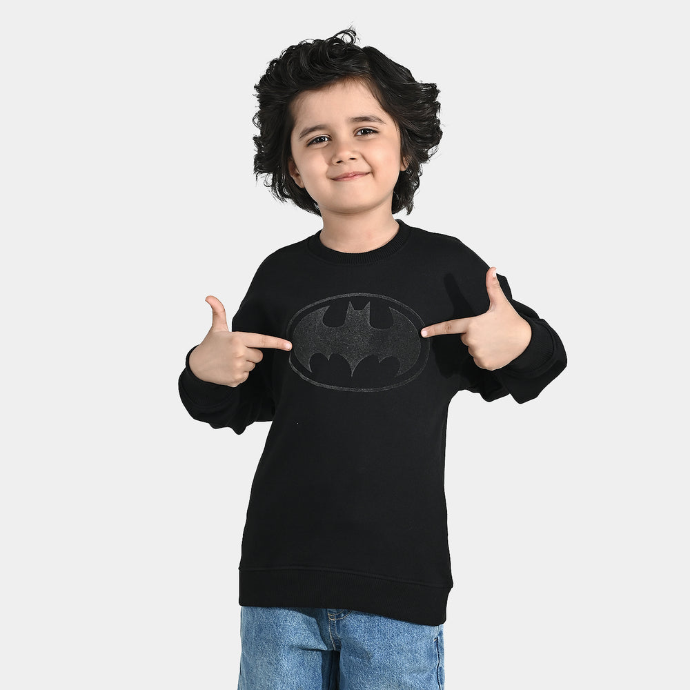 Boys Cotton Terry Sweatshirt-BLACK