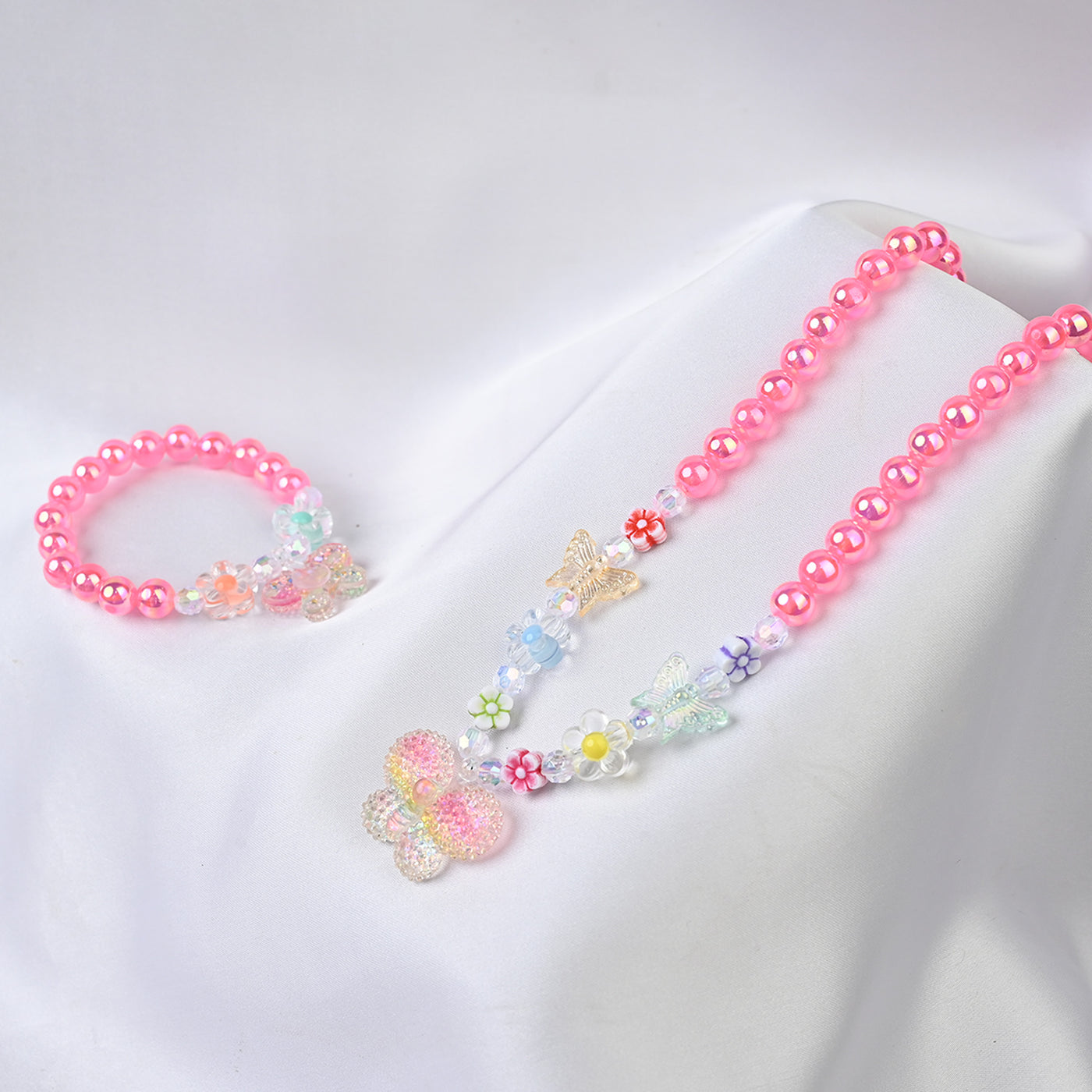 GIRLS CHARM BEADED NECKLACE & BRACELET