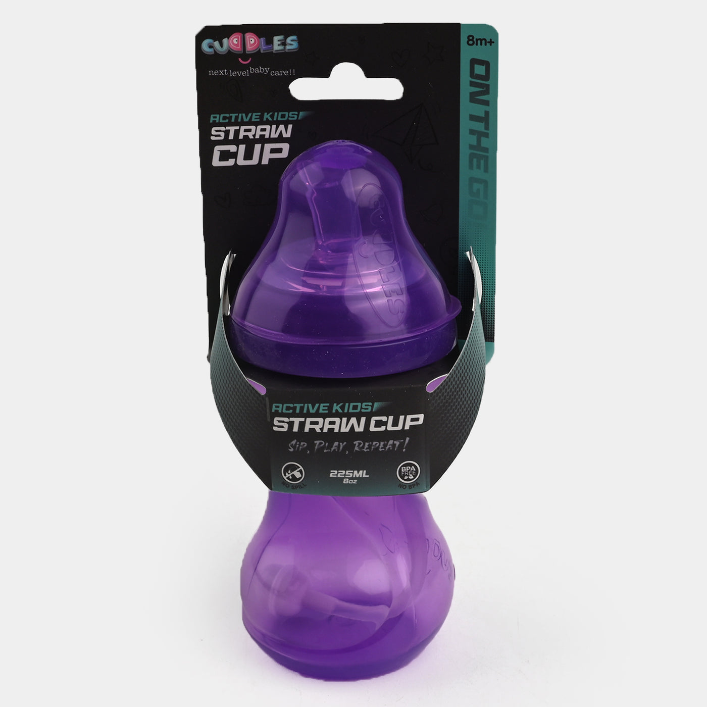 Cuddles Active Kids Straw Cup - 225ml/8oz-Purple