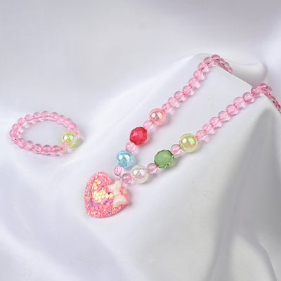 GIRLS CHARM BEADED NECKLACE & BRACELET