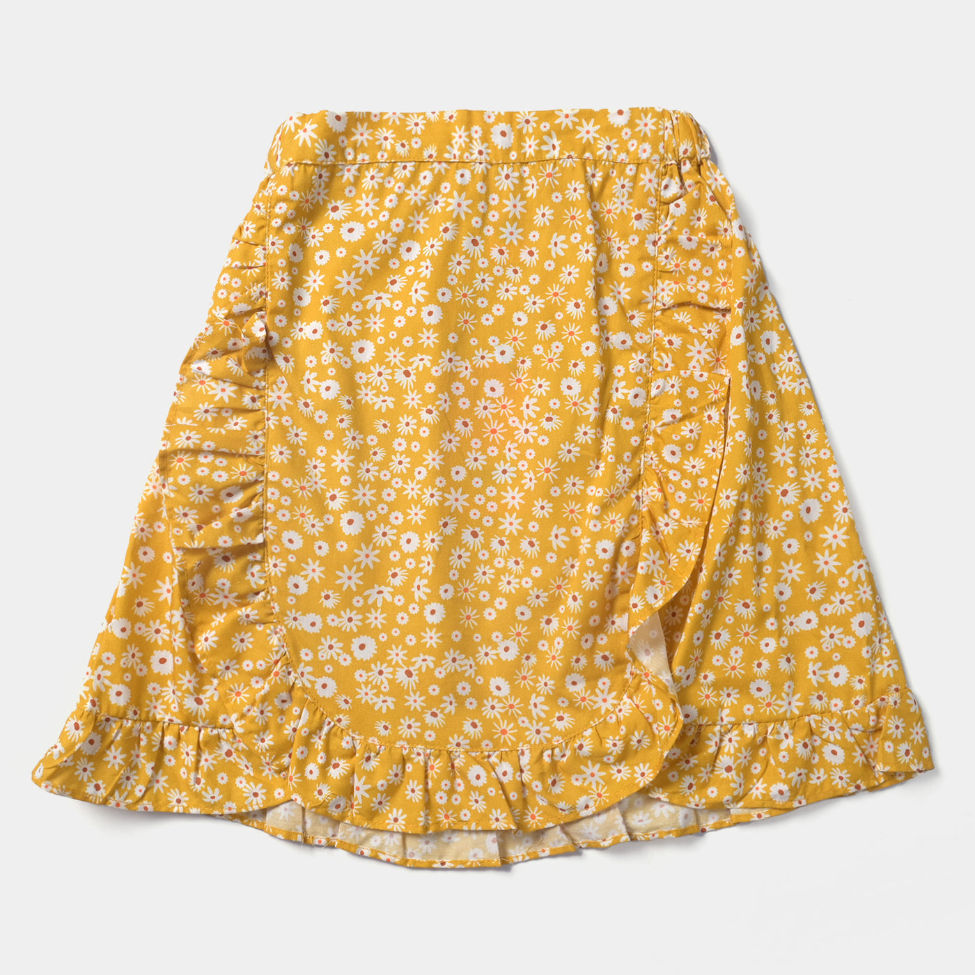 Girls Cotton Poplin Short Skirt Sunny Flora-Mustard