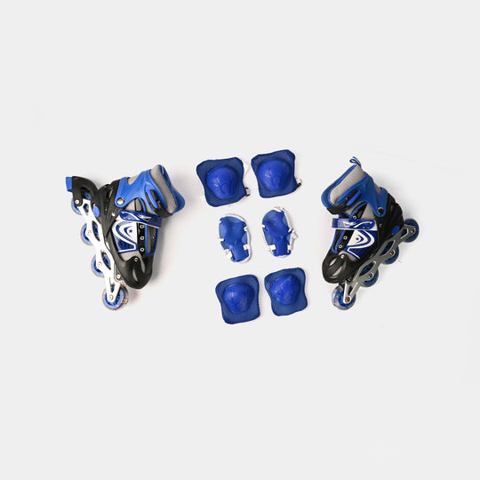 SPORTS SKATE SHOES WITH 6 IN 1 SAFETY PADS SET - BLUE