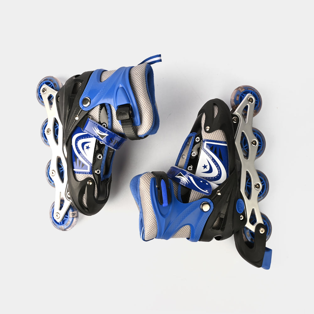 SPORTS SKATE SHOES WITH 6 IN 1 SAFETY PADS SET - BLUE