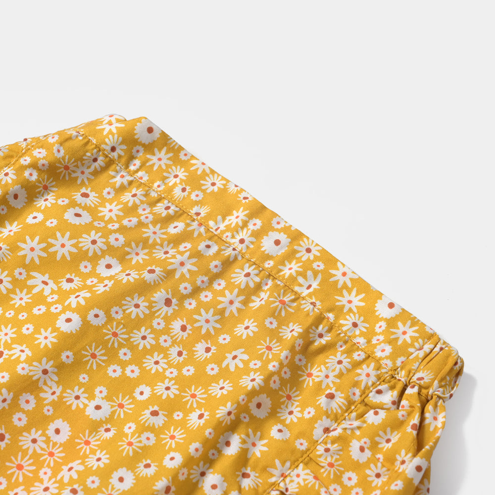 Girls Cotton Poplin Short Skirt Sunny Flora-Mustard