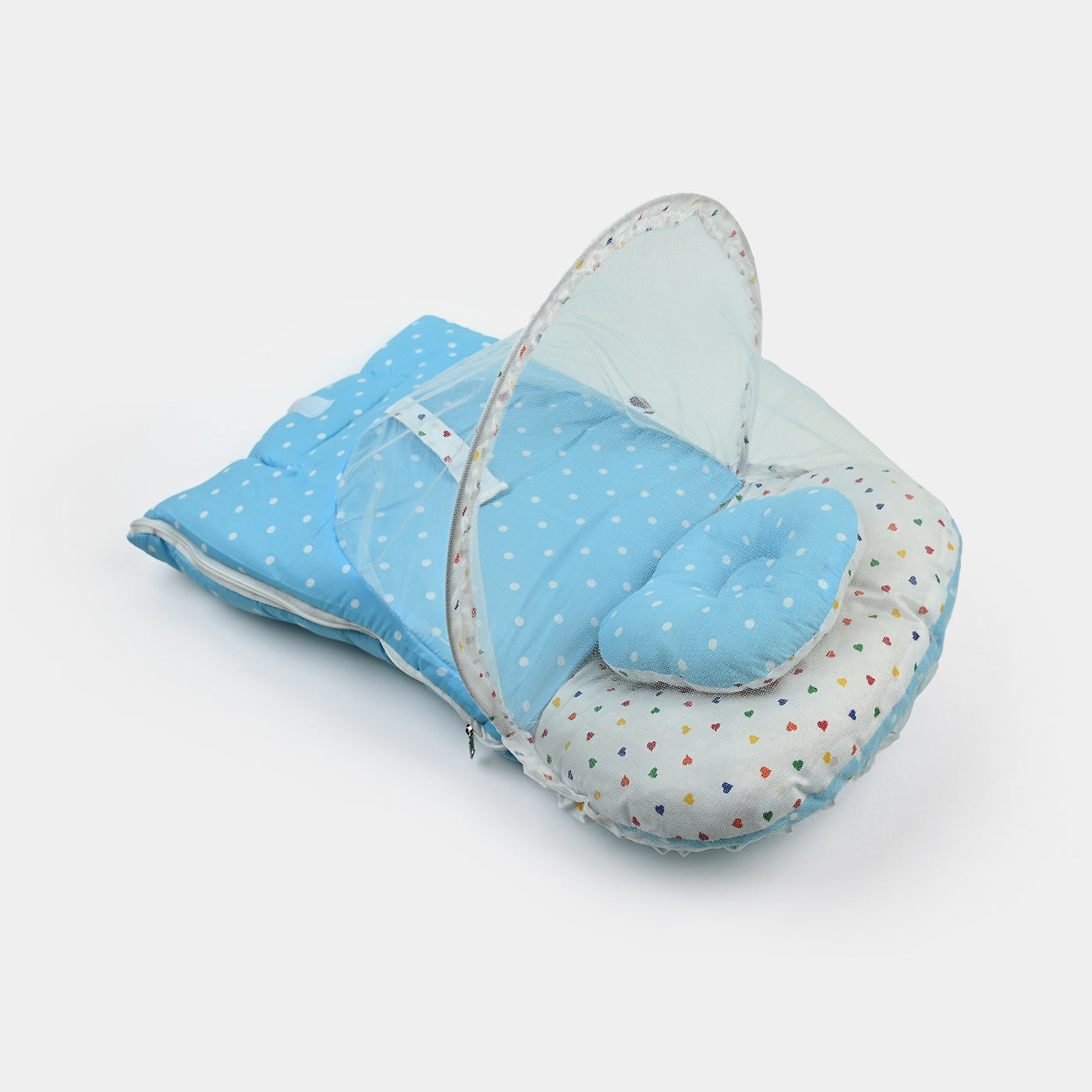 Baby Carry Nest With Net Polka Dot | Sky Blue