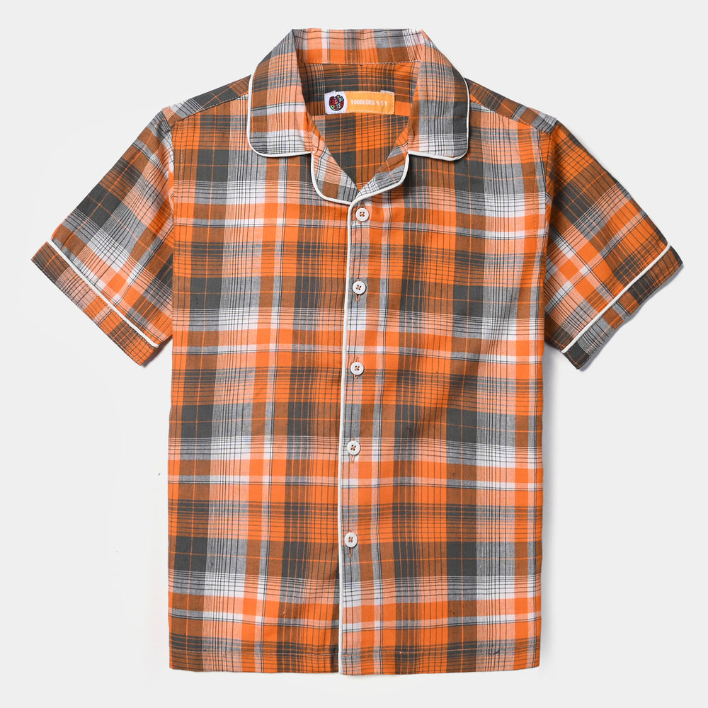 Boys Woven Night Suit Orange Check