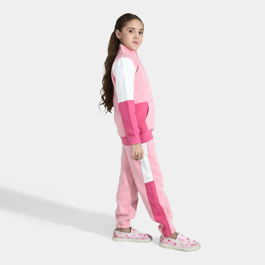 Girls Fleece 2 Piece Suit Heart - Pink