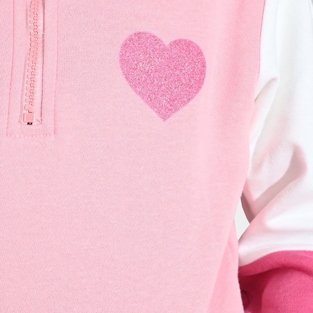 Girls Fleece 2 Piece Suit Heart - Pink