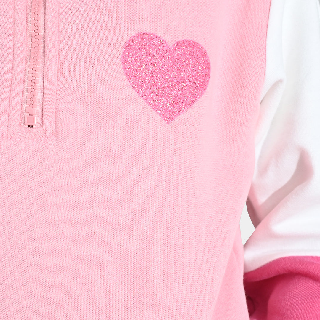 Girls Fleece 2 Piece Suit Heart - Pink