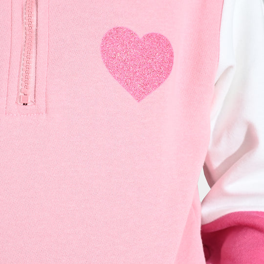 Girls Fleece 2 Piece Suit Heart - Pink