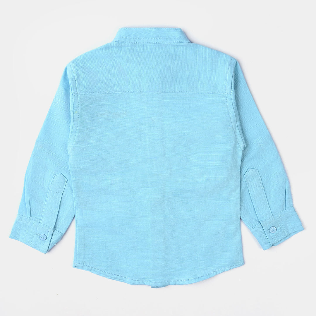 Infant Boys Cotton Slub Casual Shirt Oh My Bear-SKY BLUE