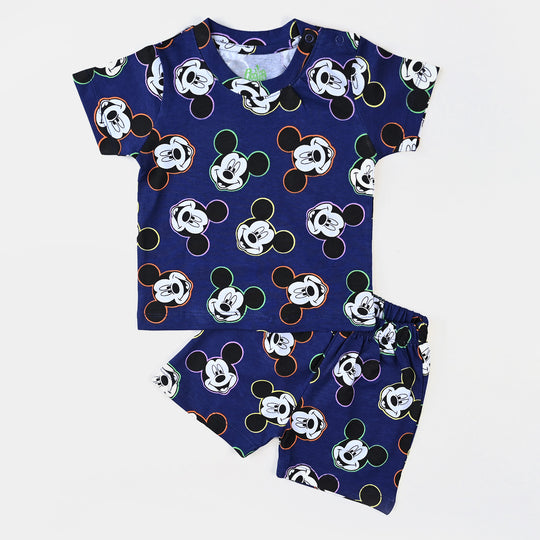 Infant Boys Cotton Jersey Knitted Suit-NAVY
