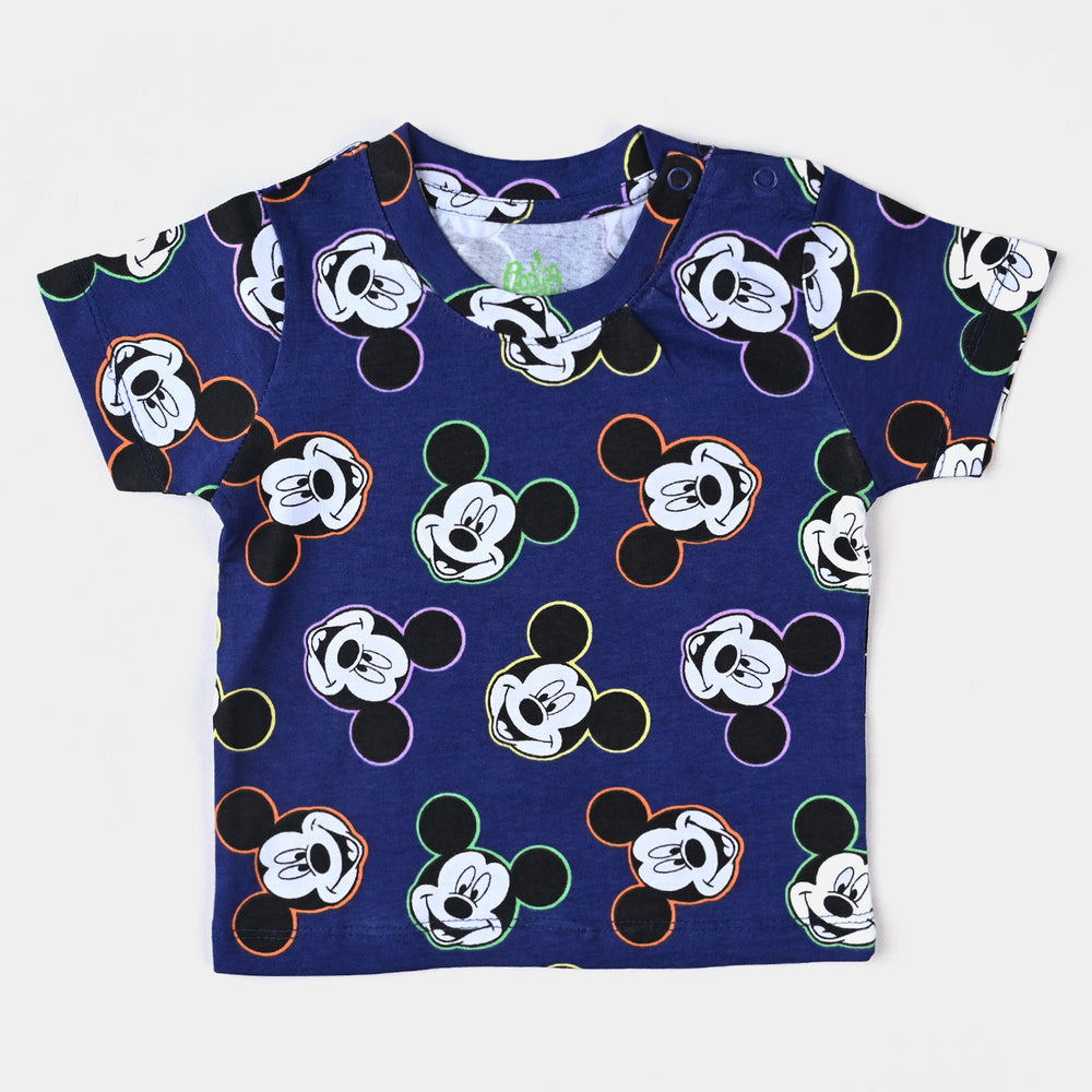 Infant Boys Cotton Jersey Knitted Suit-NAVY
