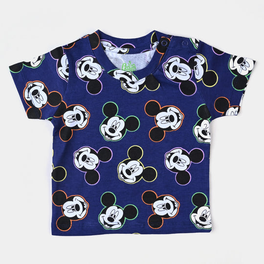 Infant Boys Cotton Jersey Knitted Suit-NAVY