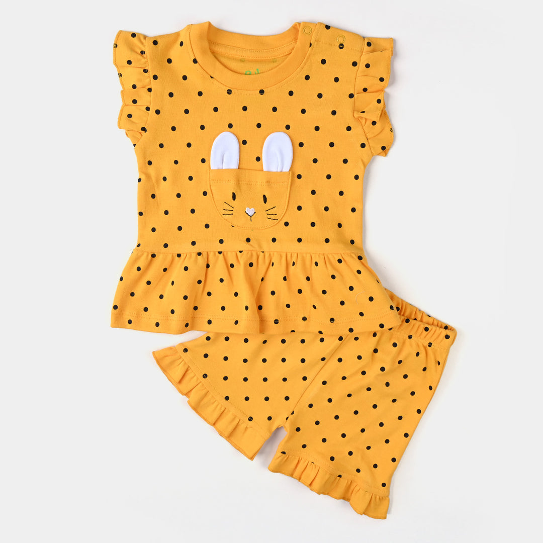 Infant Girls Cotton Jersey Knitted Suit Face-Citrus