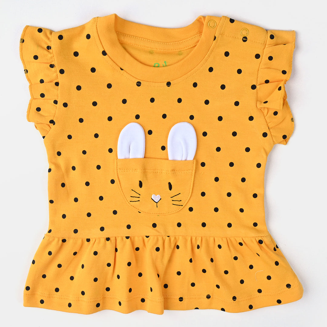 Infant Girls Cotton Jersey Knitted Suit Face-Citrus