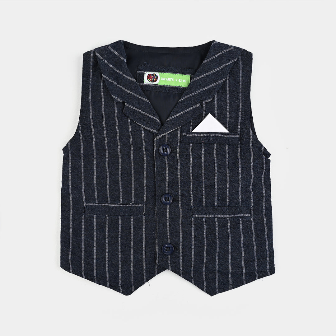 Infant Boys Yarn Dyed 3PC Suit-Little Drape-Navy/White