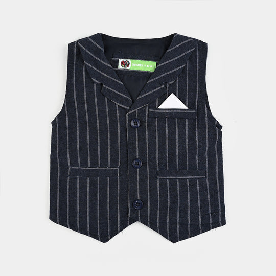 Infant Boys Yarn Dyed 3PC Suit-Little Drape-Navy/White