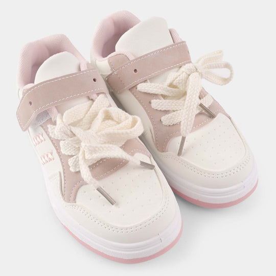 Girls Sneakers-White/Pink