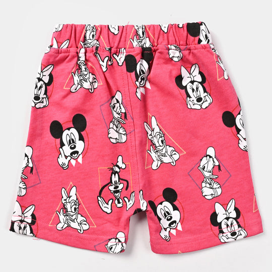 Girls Cotton Jersey Short Cartoon-Hot Pink