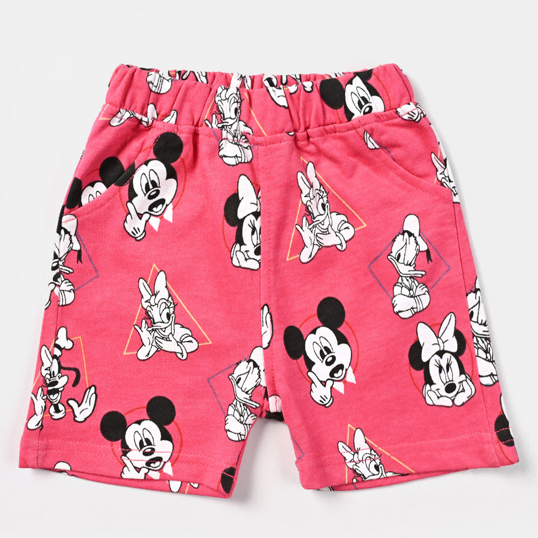 Girls Cotton Jersey Short Cartoon-Hot Pink