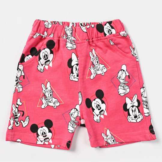 Girls Cotton Jersey Short Cartoon-Hot Pink