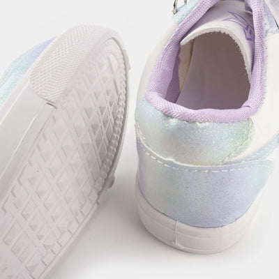 Girls Sneakers #4-White/Purple