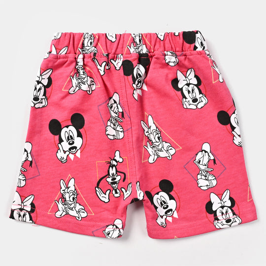 Infant Girls Cotton Jersey Knitted Short Cartoon-Hot Pink