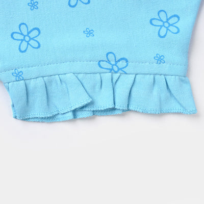 Infant Girls Cotton Jersey Knitted Suit-Blue