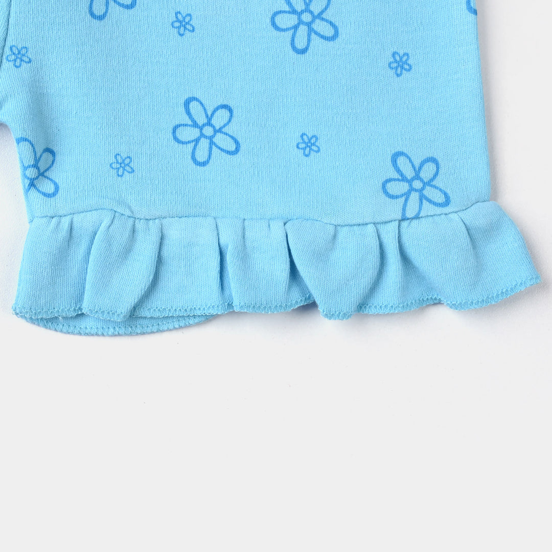 Infant Girls Cotton Jersey Knitted Suit-Blue
