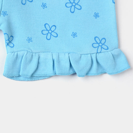 Infant Girls Cotton Jersey Knitted Suit-Blue