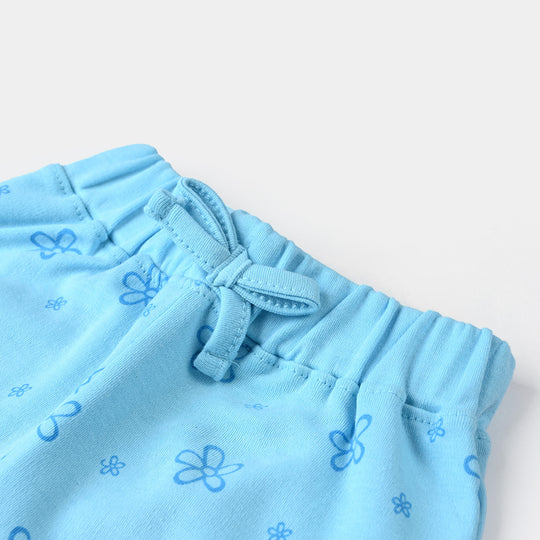 Infant Girls Cotton Jersey Knitted Suit-Blue