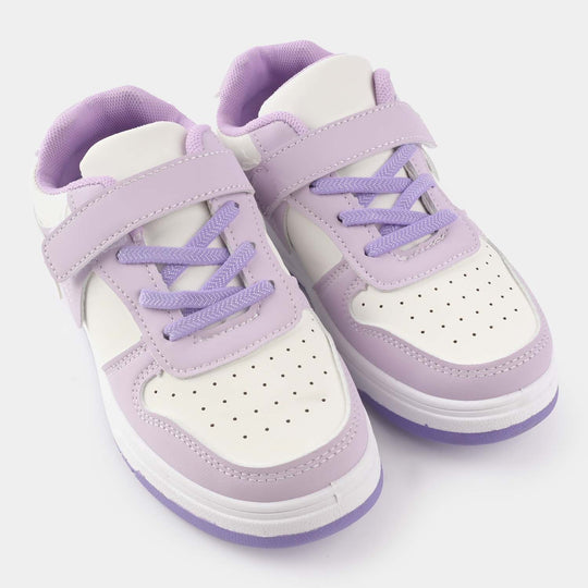 Girls Sneakers #2-White/Purple