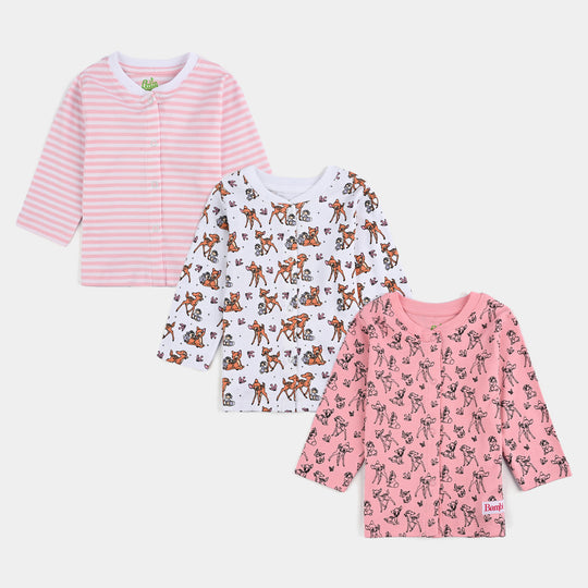 Infant Girls Cotton Interlock Bambi Cardigan Pack OF 3 - Pink.White