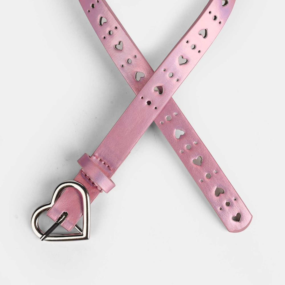 Kids PU Belt Heart-6007-Pink