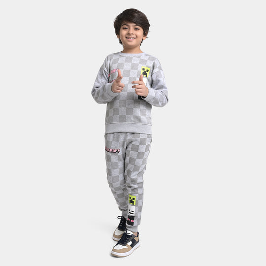 Boys Fleece 2 Piece Suit Mine craft-GREY