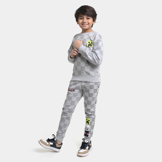 Boys Fleece 2 Piece Suit Mine craft-GREY