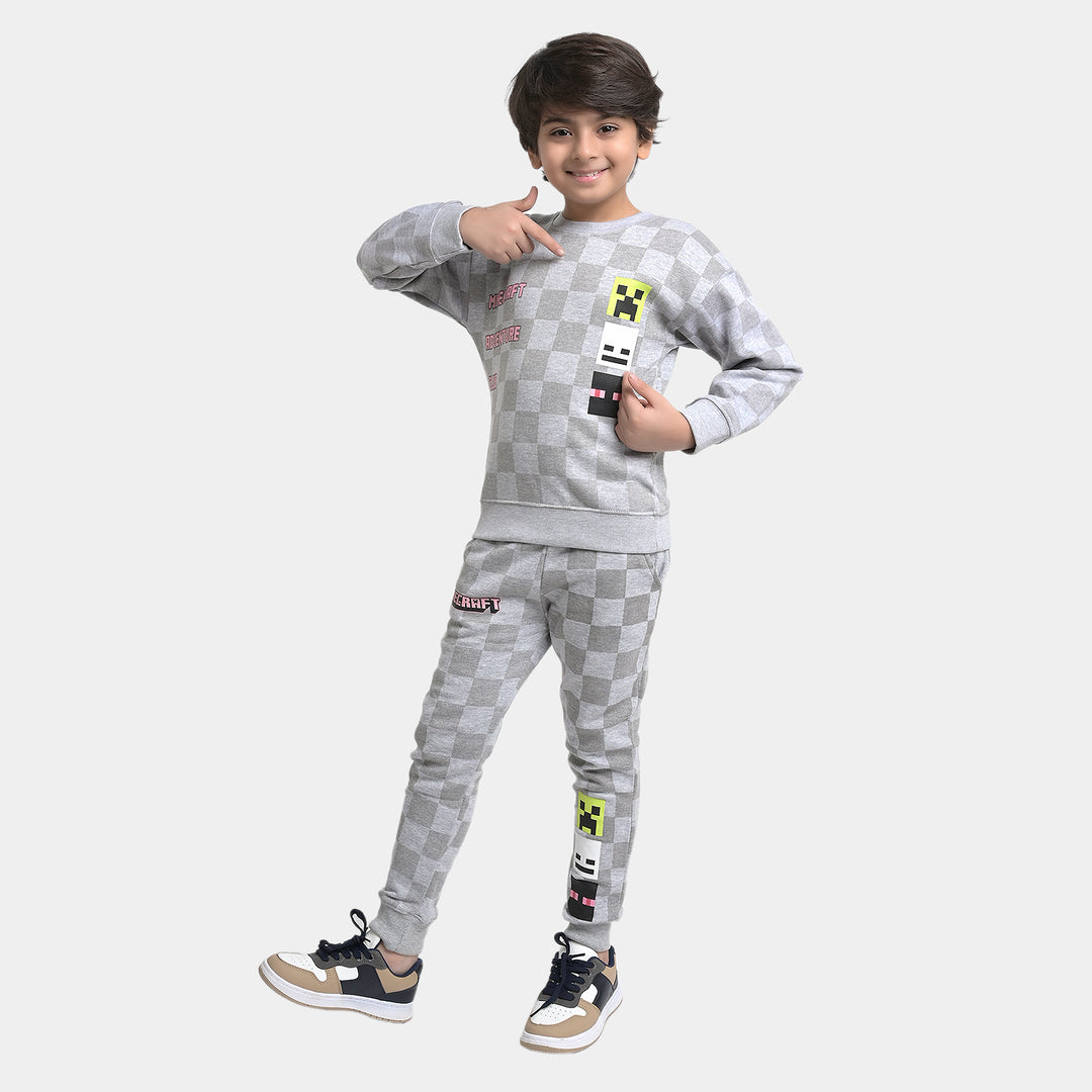 Boys Fleece 2 Piece Suit Mine craft-GREY