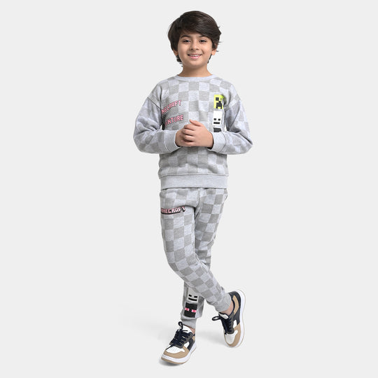 Boys Fleece 2 Piece Suit Mine craft-GREY