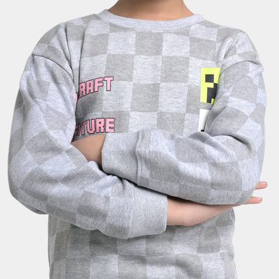 Boys Fleece 2 Piece Suit Mine craft-GREY