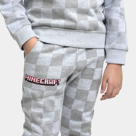 Boys Fleece 2 Piece Suit Mine craft-GREY