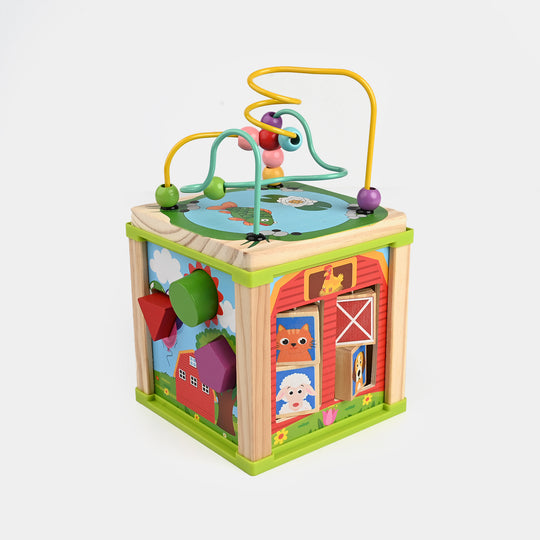 Educational Wooden Activity Winding Bead Cage Toy for Kids